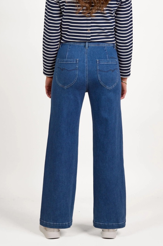Vassalli Wide Leg Full Length Jean | Blue Wash | 5015