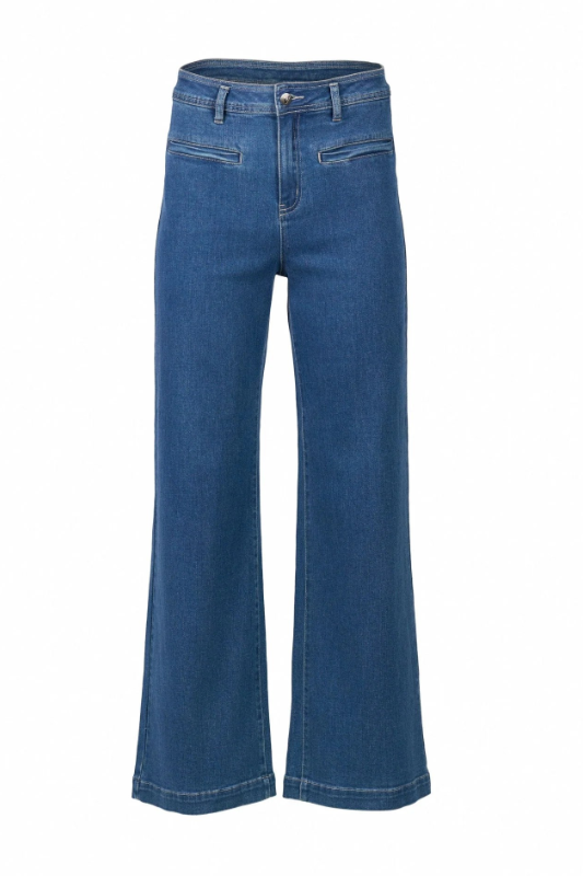 Vassalli Wide Leg Full Length Jean | Blue Wash | 5015