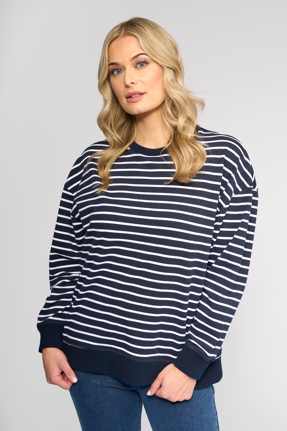 Vassalli Zone Knit Sweater in Ink Stripe