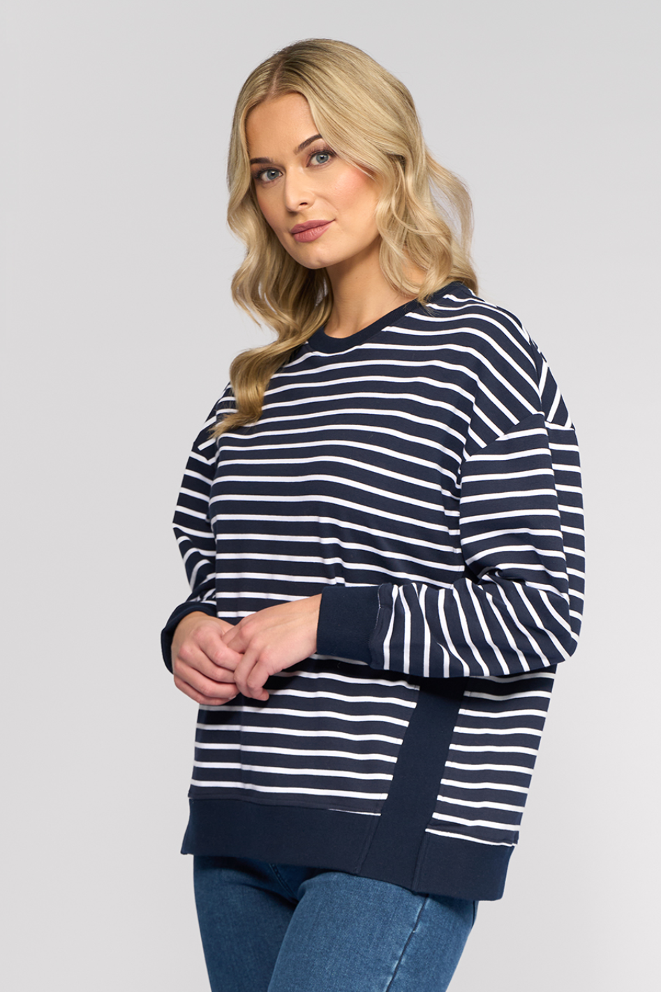 Vassalli Zone Knit Sweater in Ink Stripe