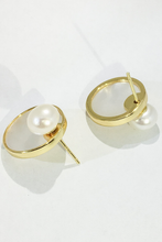 Load image into Gallery viewer, YiSu Design Sparkle Earrings in Gold with Mother of Pearl and Freshwater Pearl
