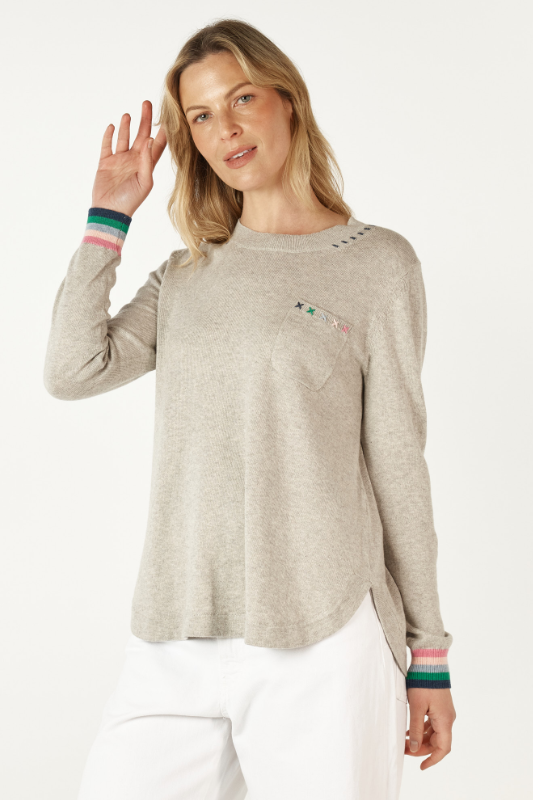 Zaket and Plover Handwork Curve Sweater | Marl