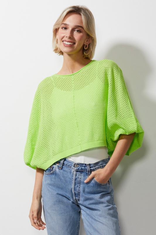 Zaket and Plover Holey Shrug in Lime