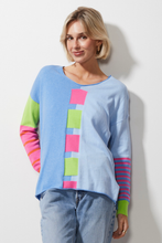 Load image into Gallery viewer, Zaket and Plover Intarsia Squares Jumper in Chambray
