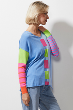 Load image into Gallery viewer, Zaket and Plover Intarsia Squares Jumper in Chambray
