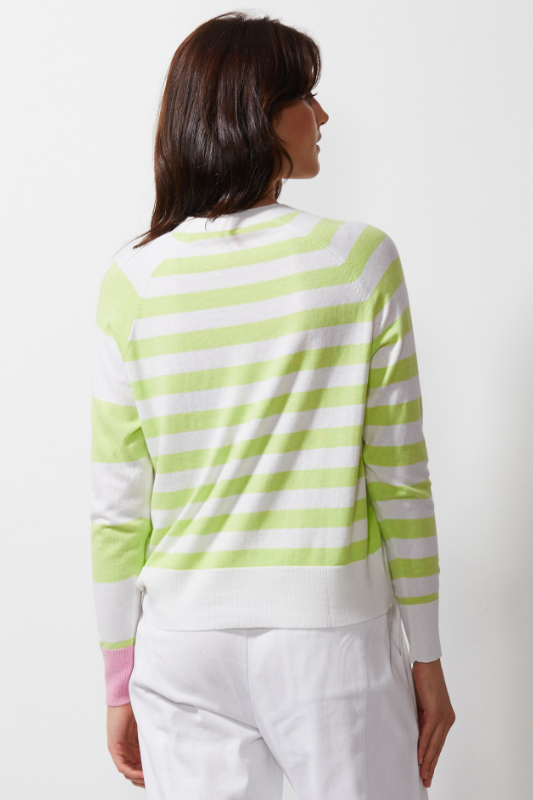 Zaket and Plover Multi Stripe Cardi in White