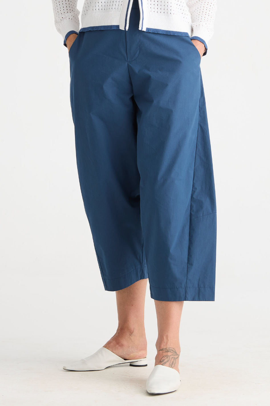 Zaket and Plover Barrel Leg Pant in Ocean