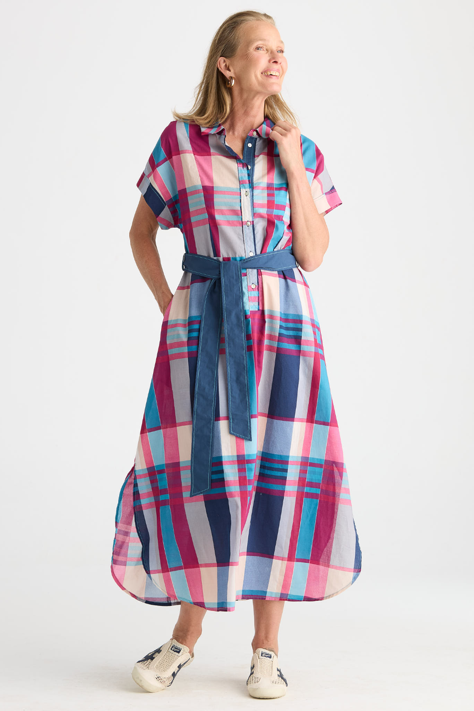 Zaket and Plover Checked Dress in Eclipse