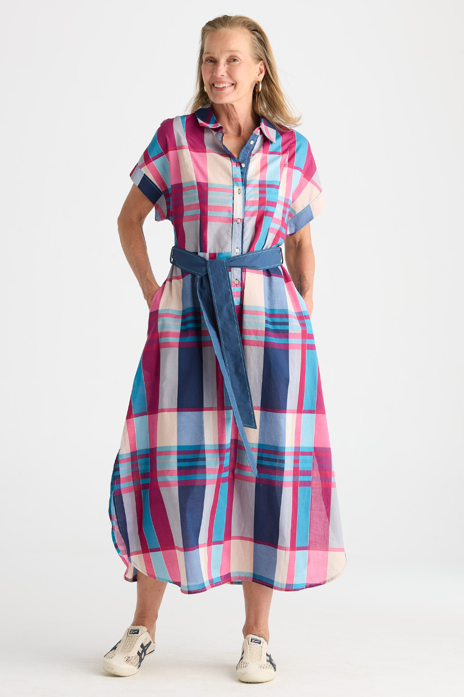 Zaket and Plover Checked Dress in Eclipse