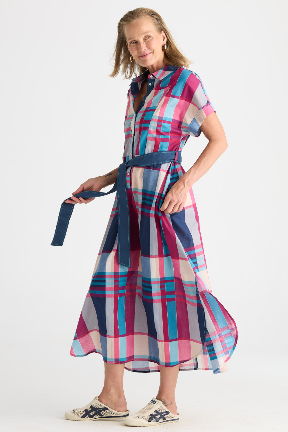 Zaket and Plover Checked Dress in Eclipse