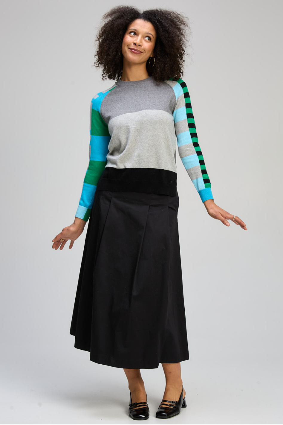 Zaket and Plover Colour Block Jumper in Marl