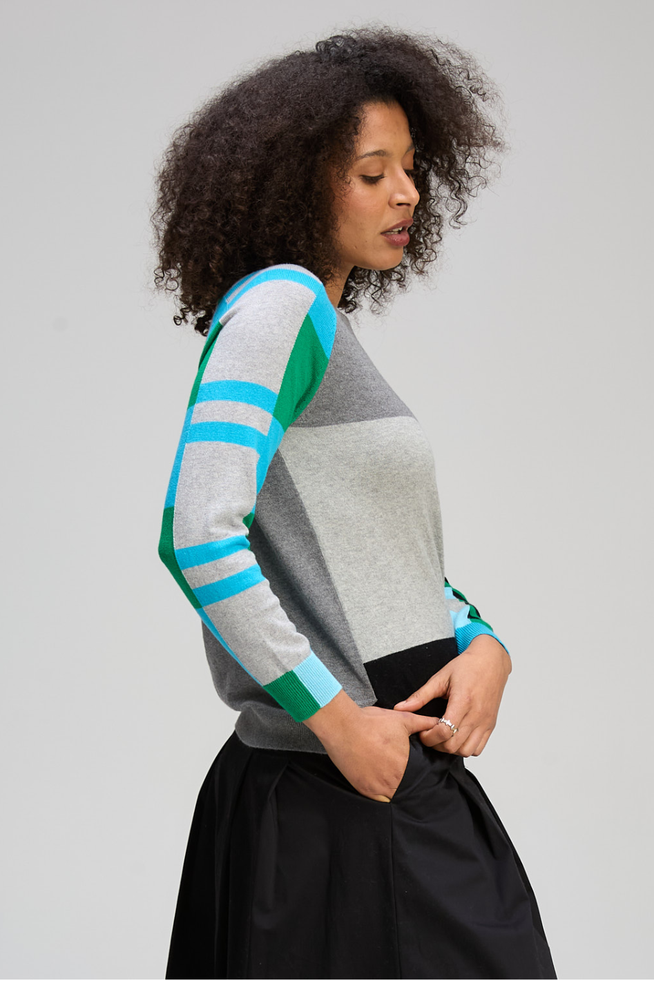 Zaket and Plover Colour Block Jumper in Marl
