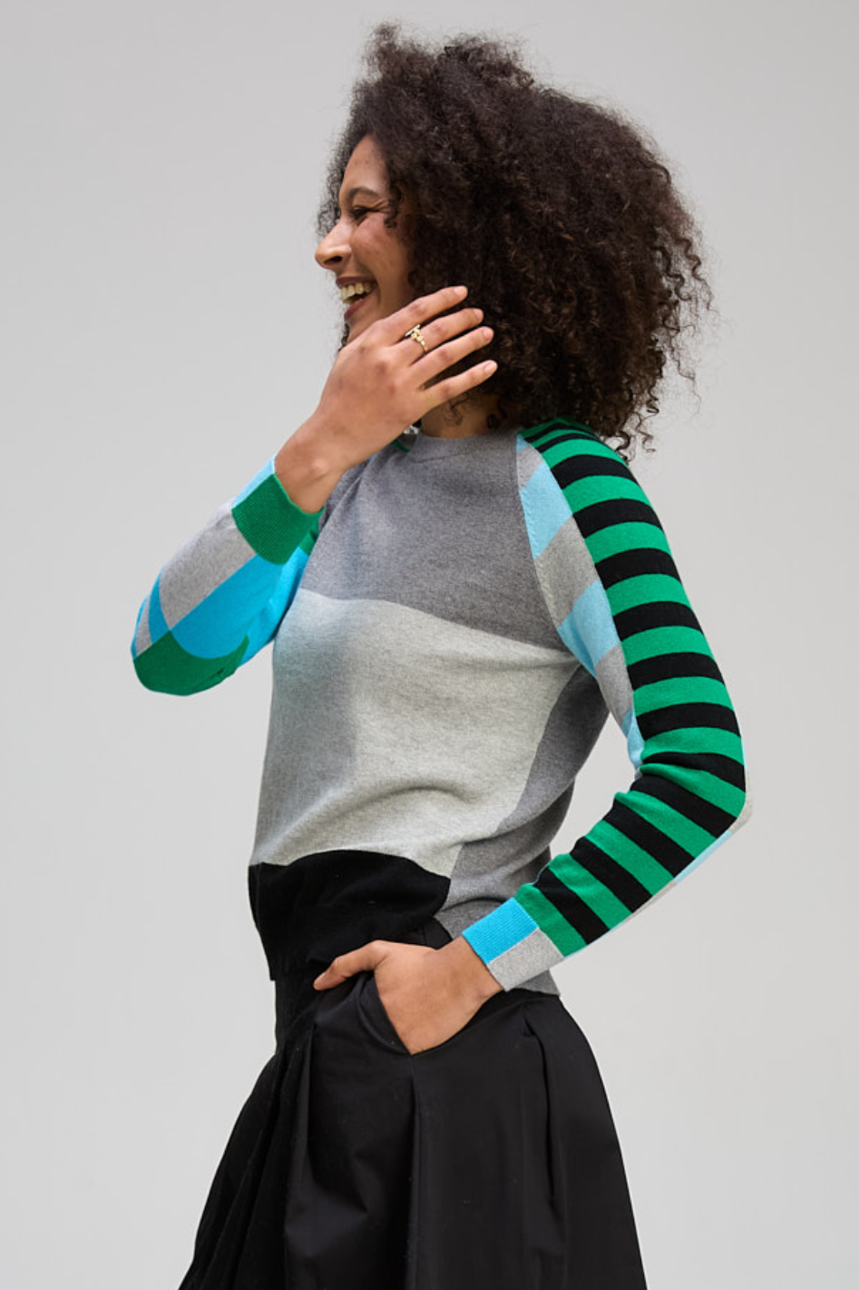 Zaket and Plover Colour Block Jumper in Marl