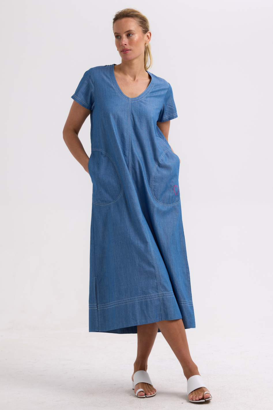 Zaket and Plover Denim Dress in Washed Denim