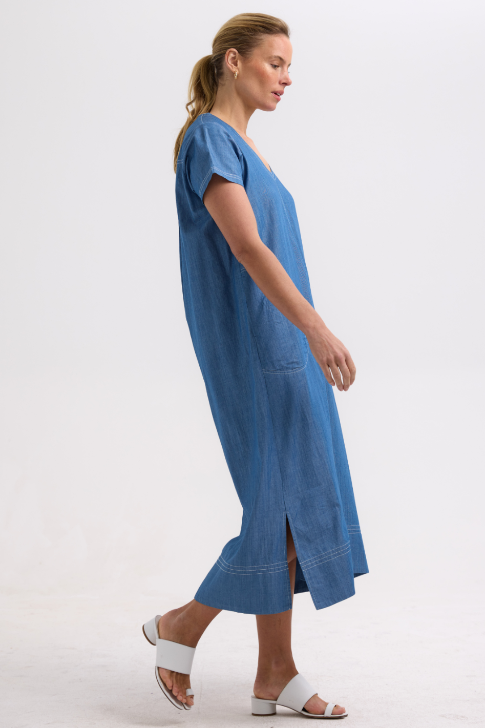 Zaket and Plover Denim Dress in Washed Denim