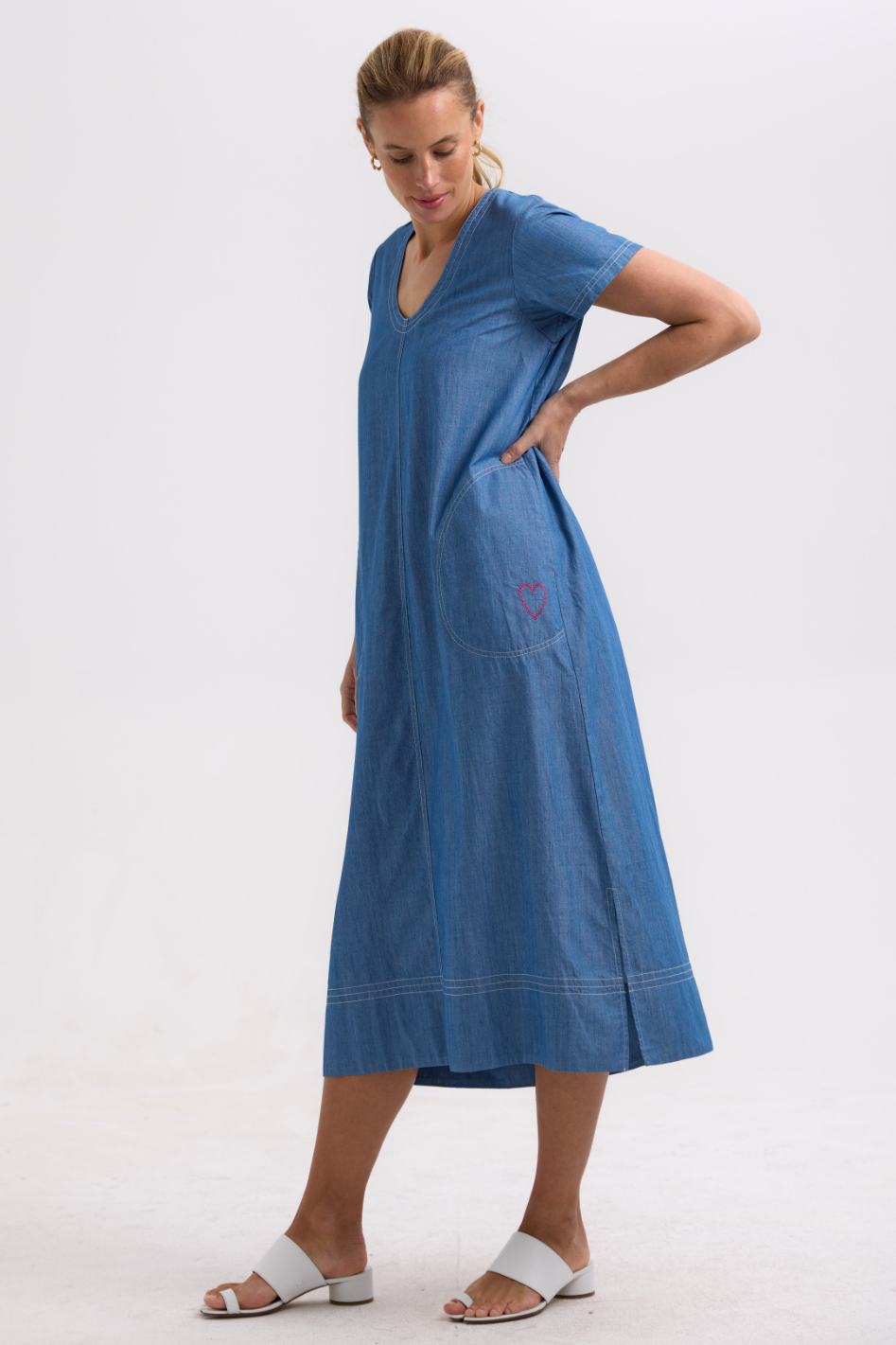 Zaket and Plover Denim Dress in Washed Denim