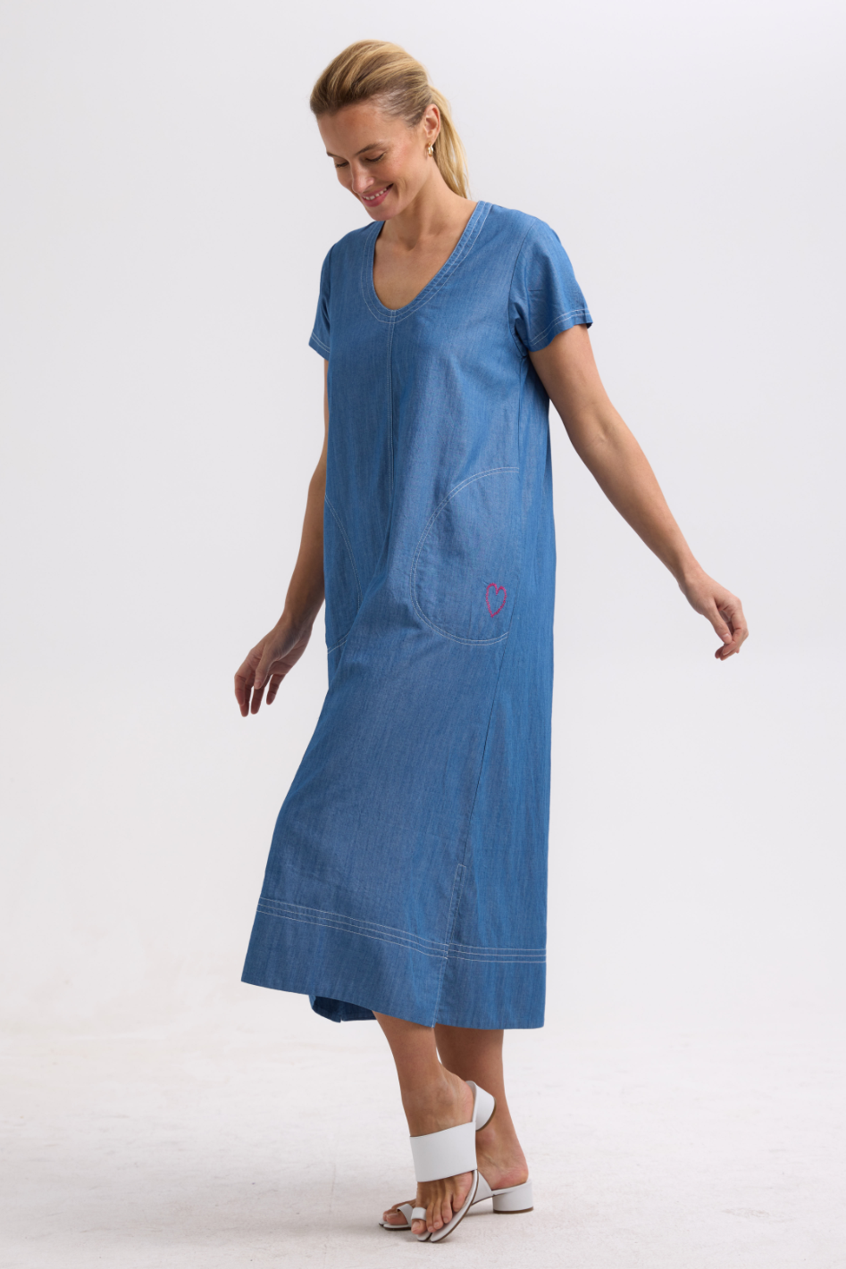 Zaket and Plover Denim Dress in Washed Denim