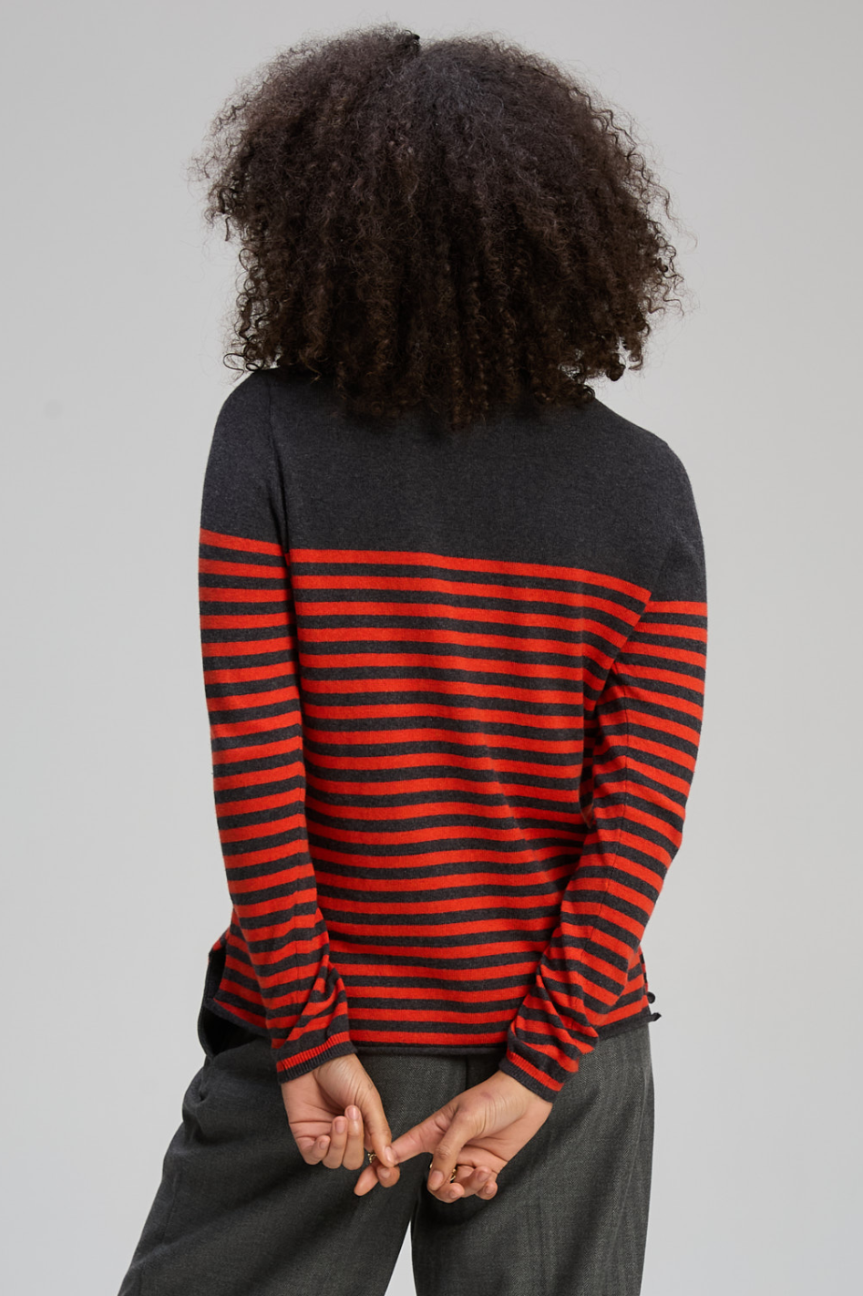 Zaket and Plover Detail Stripe Crew in Charcoal