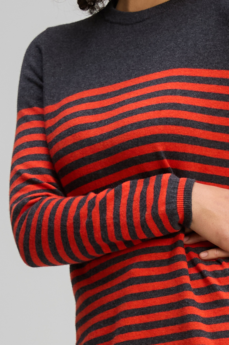 Zaket and Plover Detail Stripe Crew in Charcoal