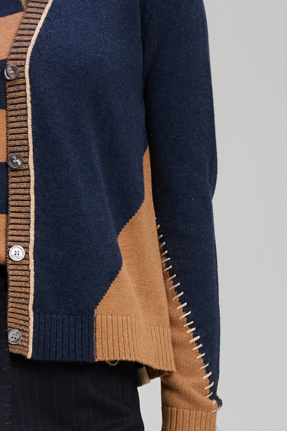 Zaket and Plover Dual Stitch Cardi in Cinnamon