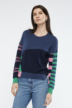 Load image into Gallery viewer, Zaket and Plover Eclectic Intarsia Jumper in Denim

