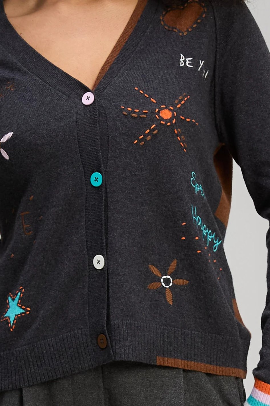 Zaket and Plover Good Energy Cardi in Charcoal