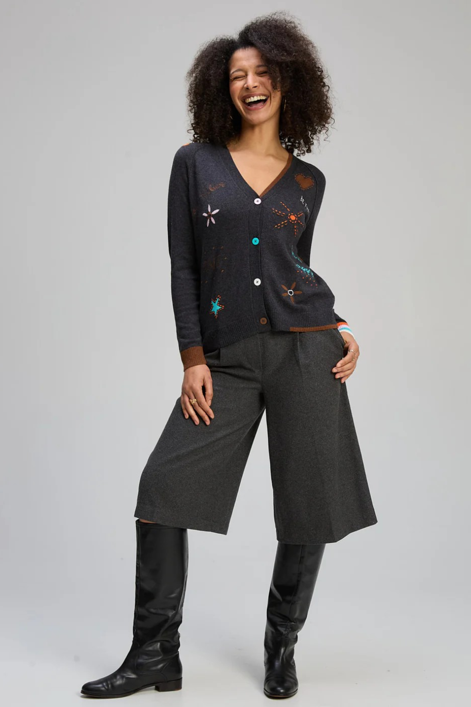 Zaket and Plover Good Energy Cardi in Charcoal