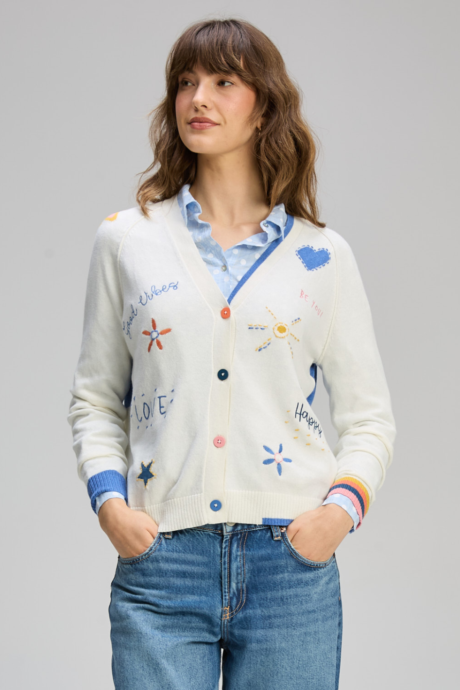 Zaket and Plover Good Energy Cardi | Winter White | ZP8130