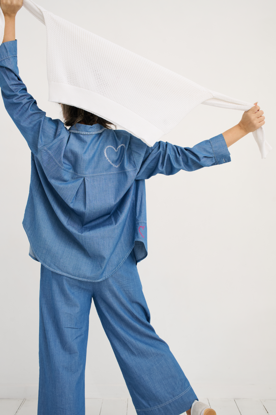 Zaket and Plover Denim Pant and Handwork Shirt in Washed Denim