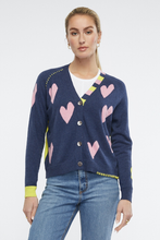 Load image into Gallery viewer, Zaket and Plover Hearts for You Cardi in Denim
