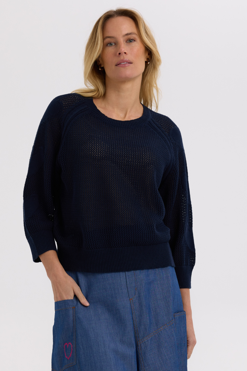 Zaket and Plover Hearts On My Sleeve Knit in Navy