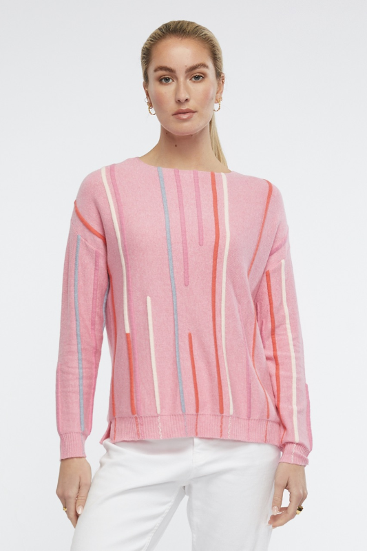 Zaket and Plover Ottoman Stripe Jumper in Bubblegum