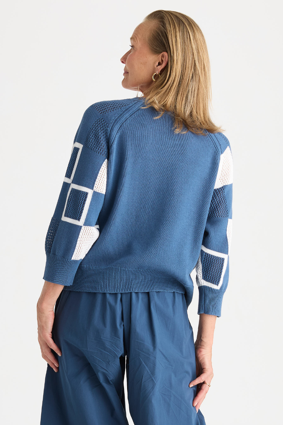 Zaket and Plover Patch Pointelle Top in Sea