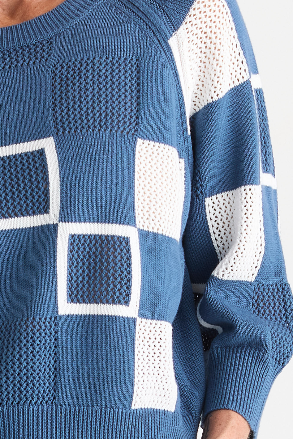 Zaket and Plover Patch Pointelle Top in Sea