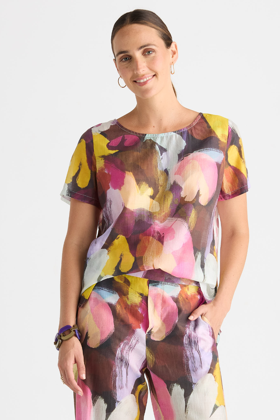 Zaket and Plover Pattern Clash Top in Sunset