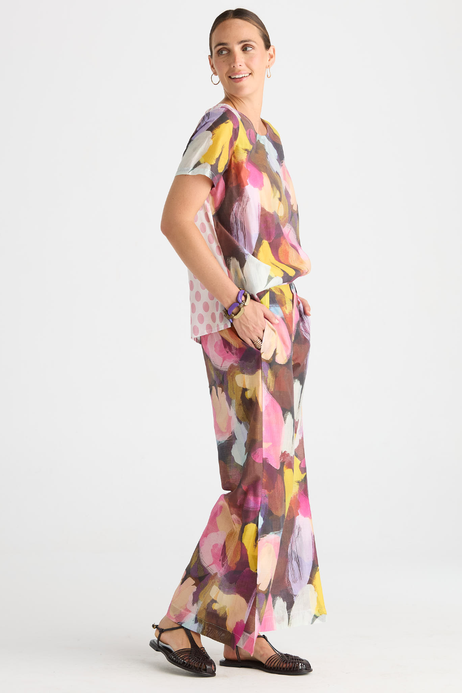 Zaket and Plover Pattern Clash Top in Sunset