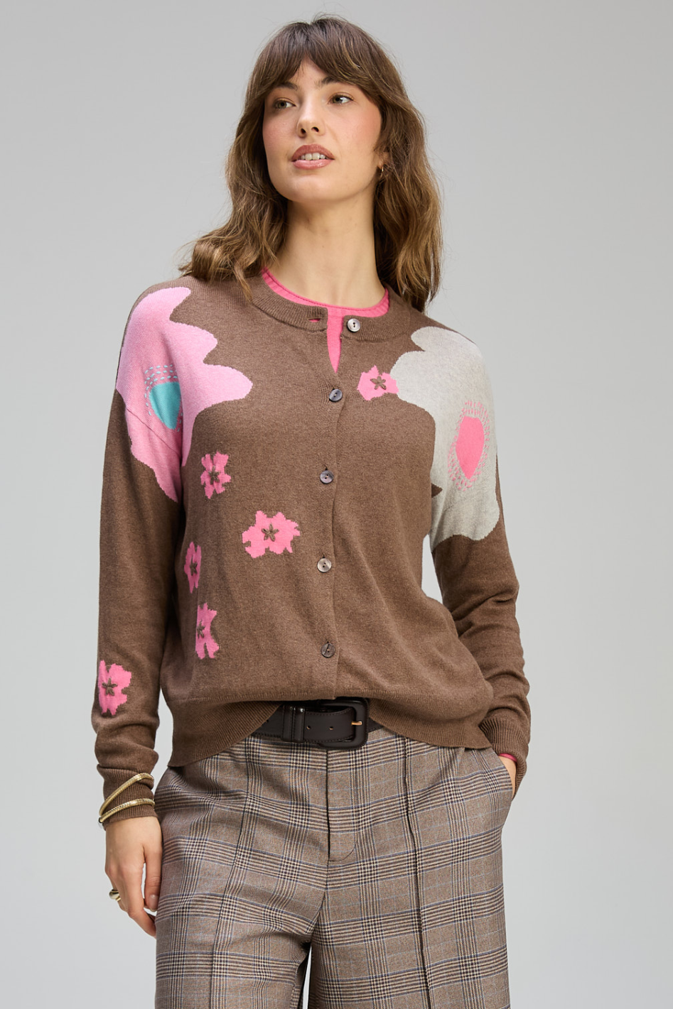 Zaket and Plover Petal Play Cardi | Bark | ZP8121