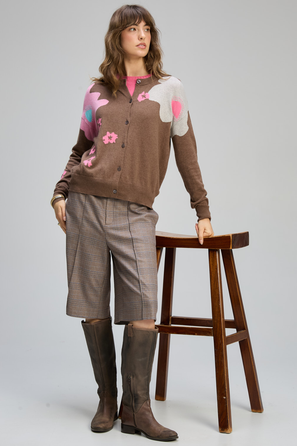 Zaket and Plover Petal Play Cardi in Bark