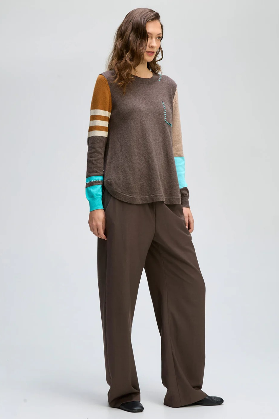 Zaket and Plover Pocket Detail Jumper in Mocha