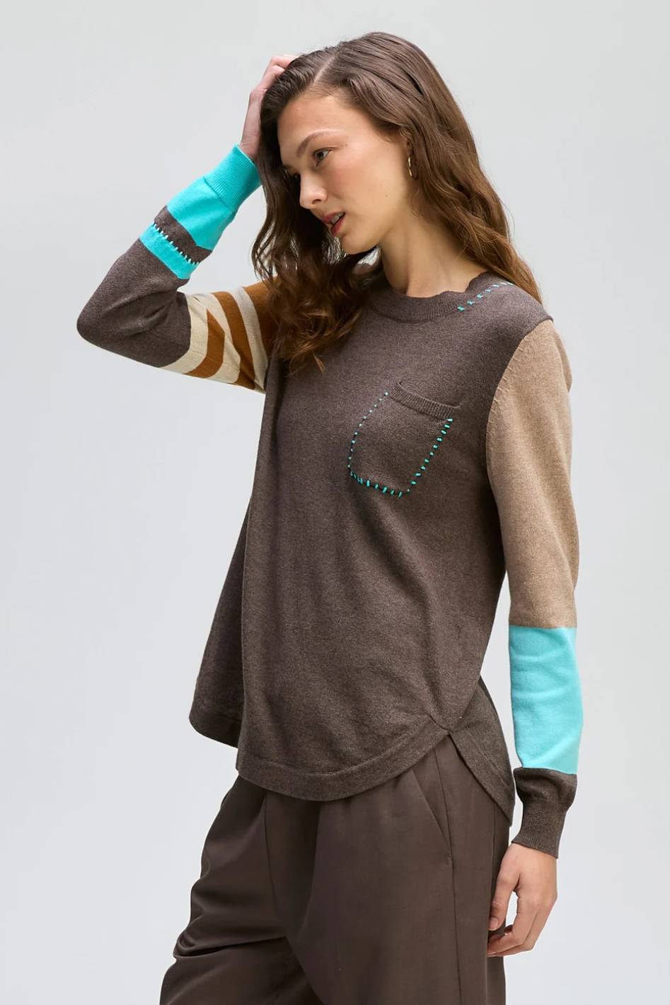 Zaket and Plover Pocket Detail Jumper in Mocha
