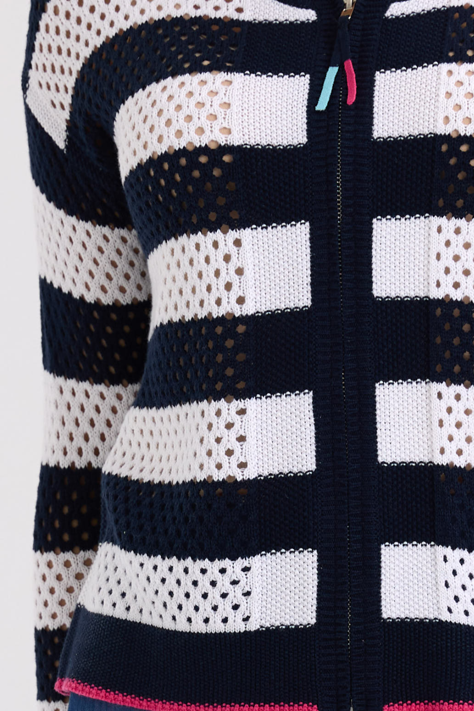 Zaket and Plover Pointelle Zip Cardi | Navy