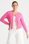 Zaket and Plover Pointelle Zip Cardi in Pop Pink