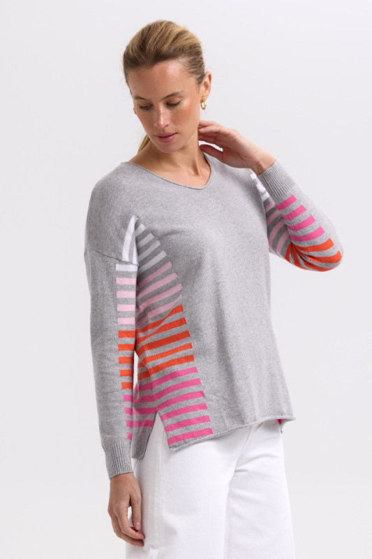 Zaket and Plover Side Stripe Jumper | Light Marl | ZP7712