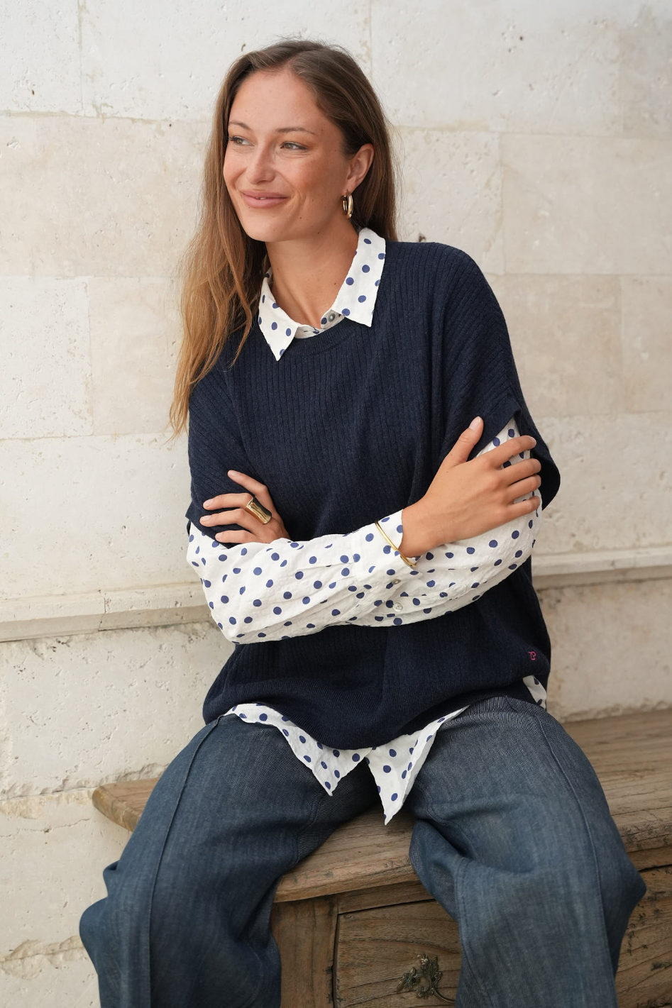 Zaket and Plover Sleeveless Crew Essential in Dark Denim