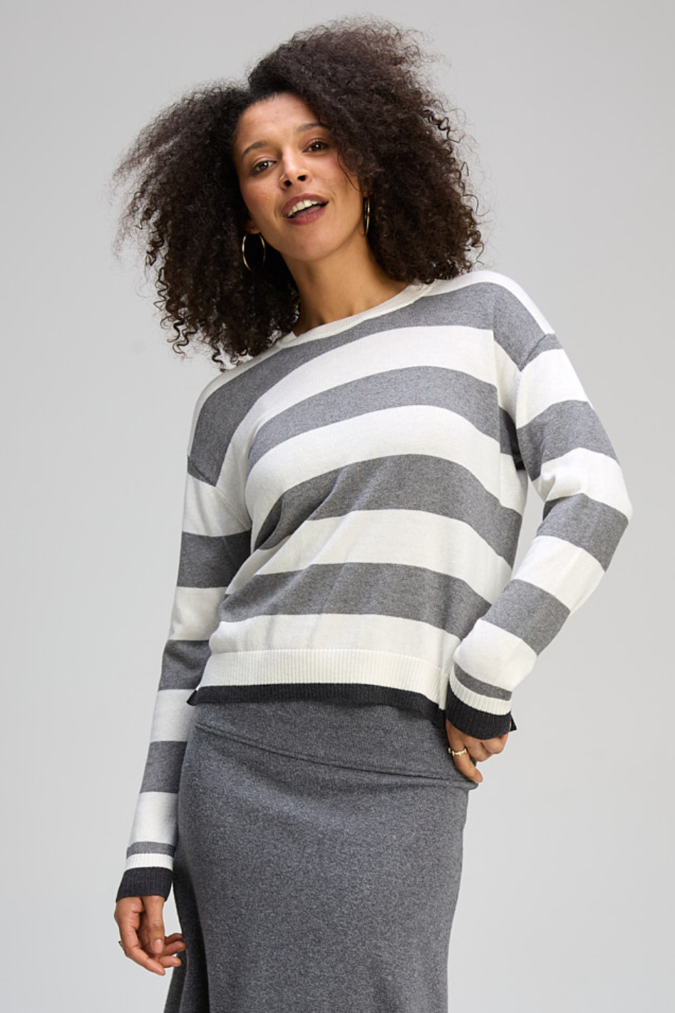 Zaket and Plover Stripe Clash Jumper | Ecru | ZP8133