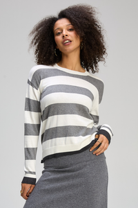 Zaket and Plover Stripe Clash Jumper | Ecru | ZP8133