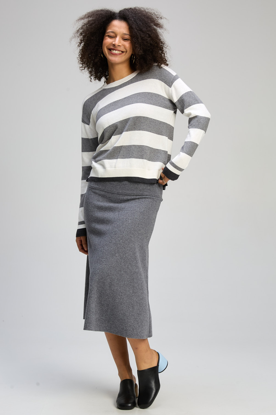 Zaket and Plover Stripe Clash Jumper | Ecru | ZP8133