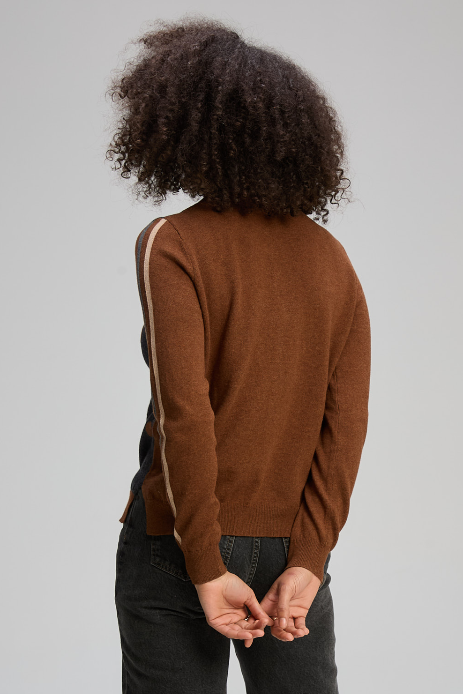 Zaket and Plover Stripe Spot Zip Up in Coffee