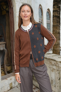 Zaket and Plover Stripe Spot Zip Up | Coffee | 8135