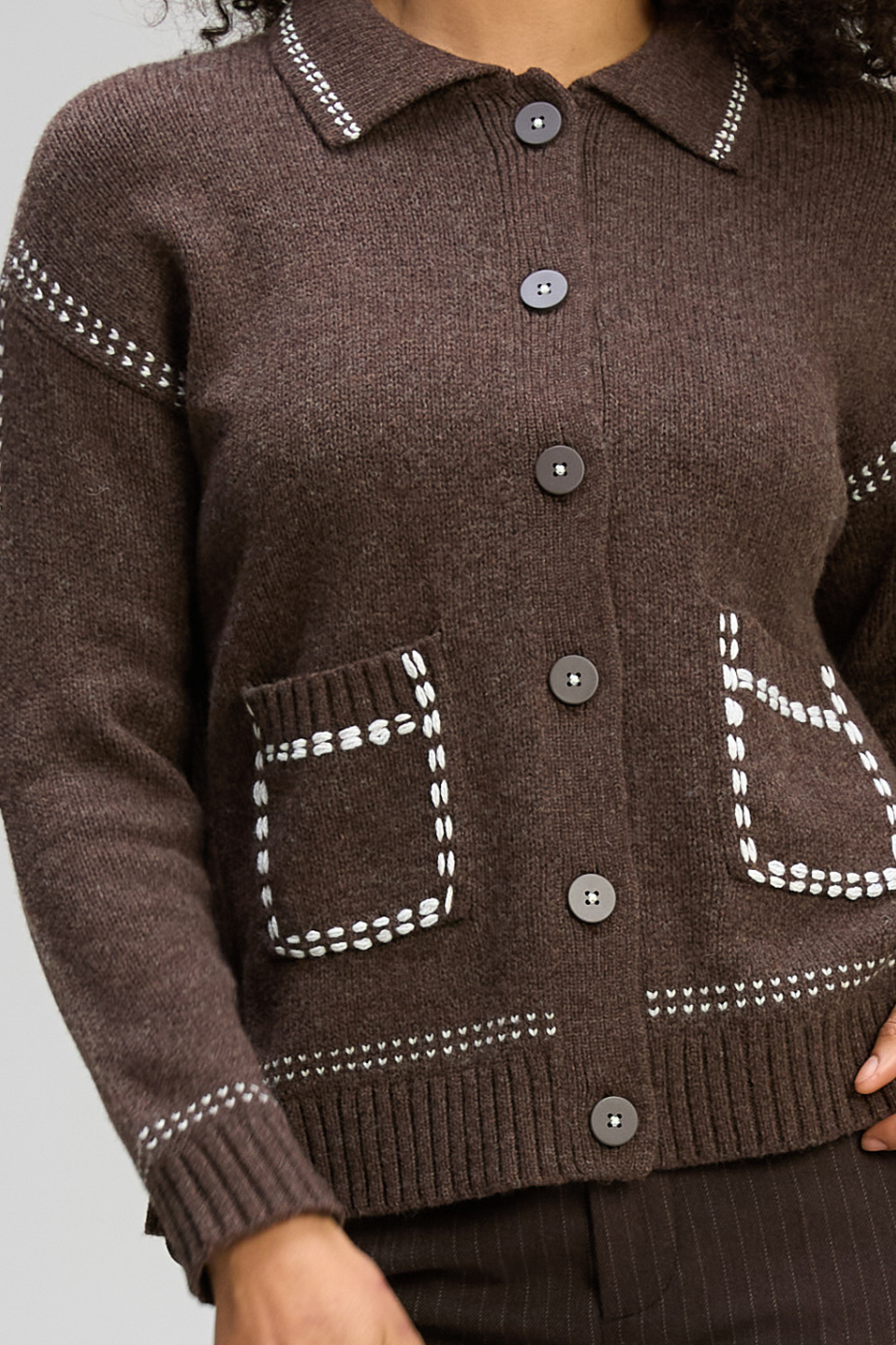 Zaket and Plover Tailored Cardi in Cocoa